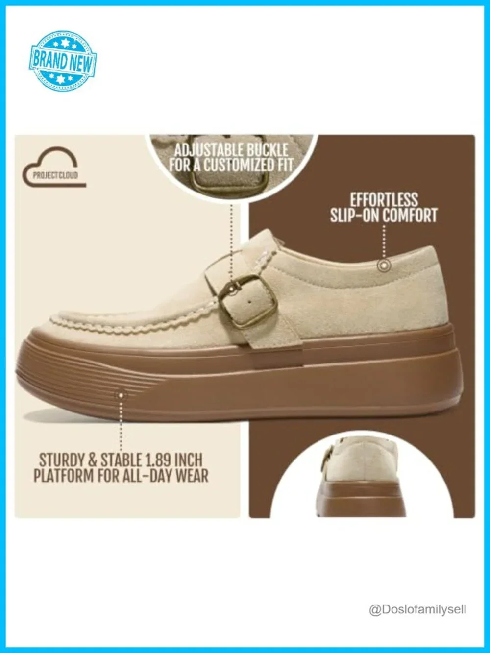 Genuine Suede Platform Loafers Women Comfortable Slip-On Chunky